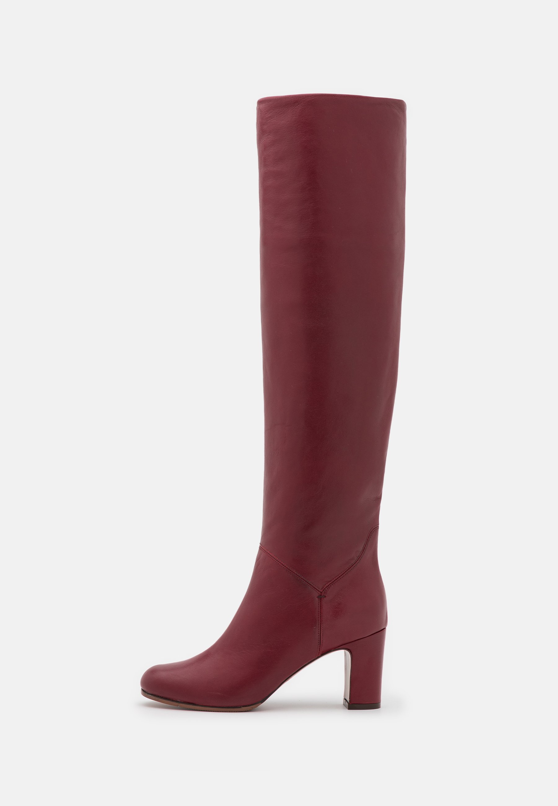 high knee boots red