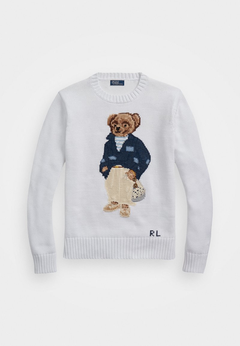 Polo Ralph Lauren BEAR LONG SLEEVE - Strickpullover - white/mehrfarbig ...