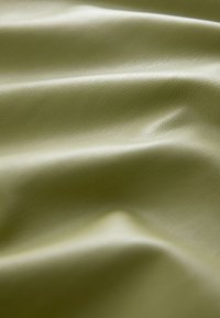 Sile roheline oliivikangas peene tekstuuri ja õrnade voldikestega, mis tekitavad pehmeid varje selle pinnal.