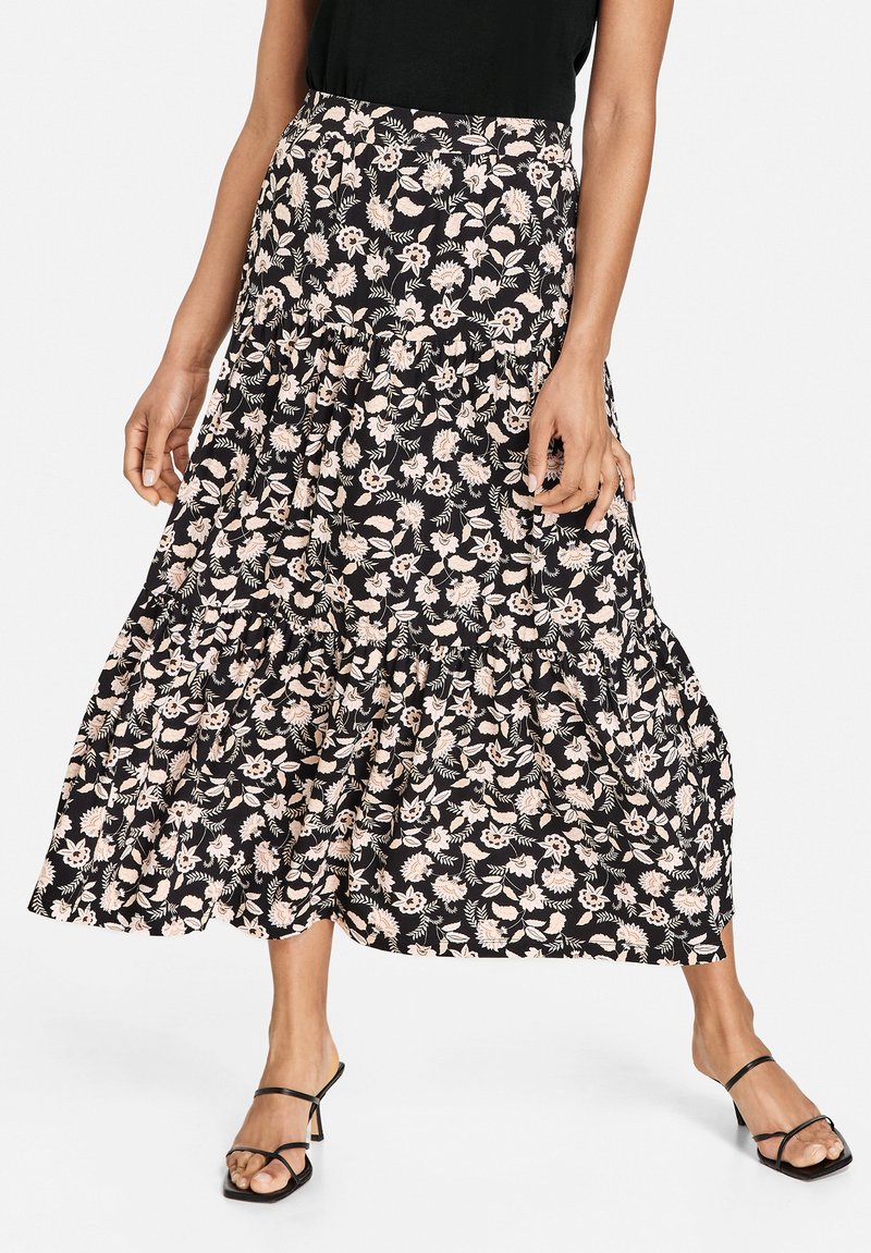 Taifun MIT FLORAL-PRINT - Jupe longue - schwarz gemustert/noir - ZALANDO.BE
