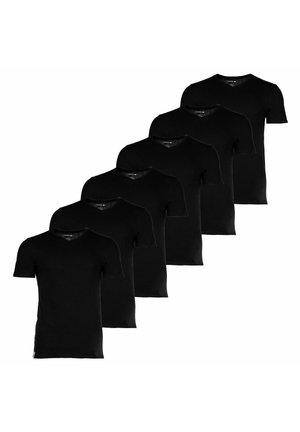 6ER PACK - ESSENTIALS V-AUSSCHNITT SLIM FIT EINFARBIG - T-Shirt basic - schwarz