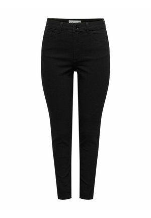 Svarte skinny jeans med fem lommer, knappelukking og beltehemper. Laget av denim med en glatt tekstur og en tett passform.