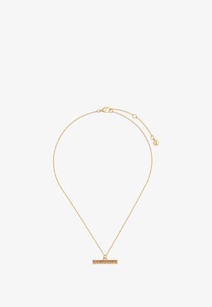 Kuldtooniga kaelakee, millel on õhuke ribakujuline ripats, mis on kaunistatud mitmevärviliste kividega. Ketil on delikaatne tekstuur ja reguleeritav pikkus.