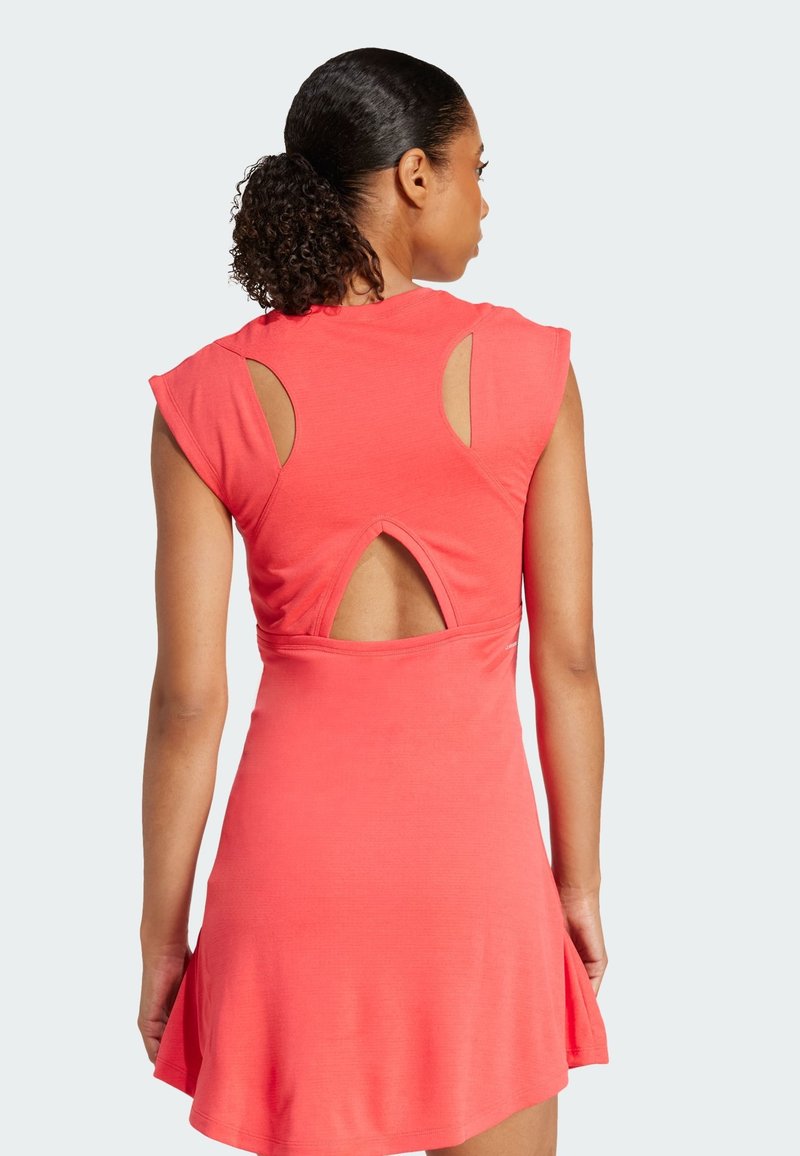 adidas red tennis dress Stella McCartney x Adidas Tennis Performance Dress Sz L Floral Mesh Tomato Red