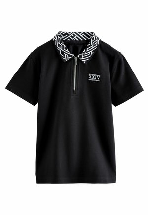 REGULAR FIT - GEO COLLAR ZIP NECK - Poloshirt - black