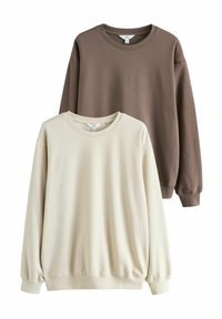 THE SET - 2 PACK CREW NECK - Bluză de molton - brown beige Imagine miniatură 1