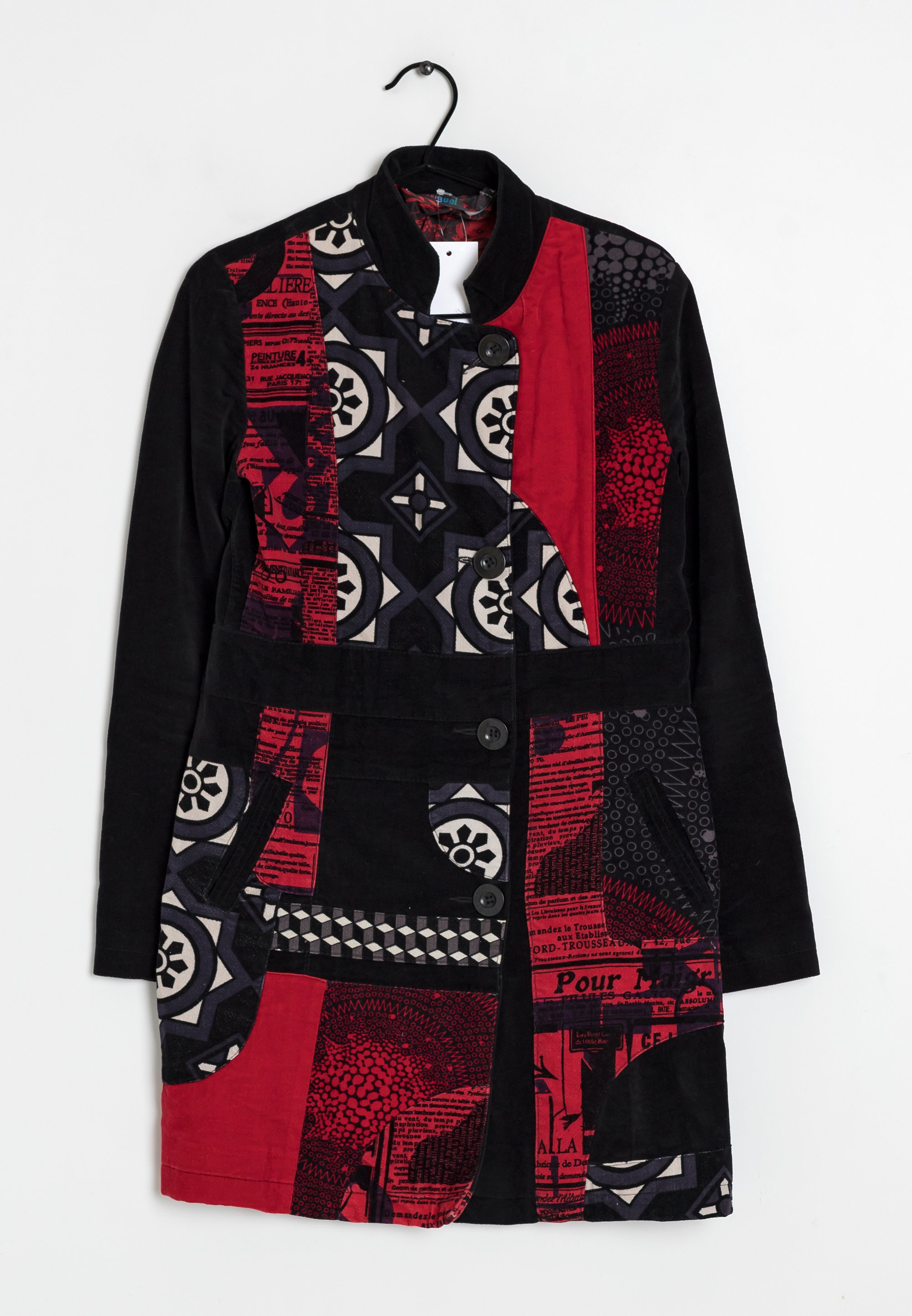 Damen Jacke Desigual Mantel Rot Schwarz Desigual Mantel Rot