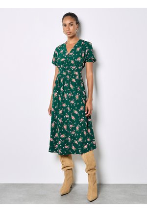 FLORAL PRINT MIDI - Robe chemise - green