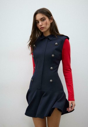 SHORT SLEEVELESS BUTTONED  - Denimkjoler - dark blue