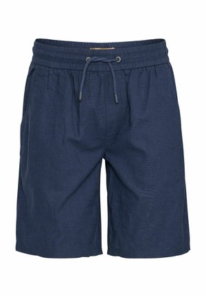 Marineblaue Shorts mit elastischem Bund und Kordelzug, zwei Seitentaschen und einem leichten Stoff.