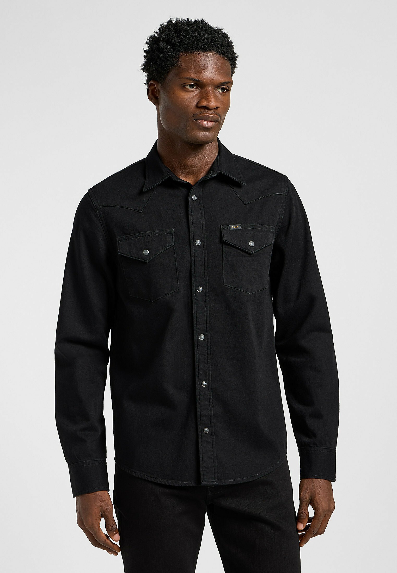 Lee REGULAR WESTERN Camisa black/denim negro