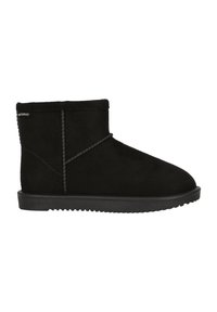 Bottines noires imperméables en daim, avec un bout arrondi, des panneaux latéraux texturés et une semelle en caoutchouc texturée.