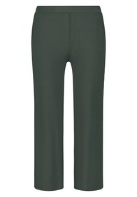 Pantalon gris-vert à jambes droites avec une taille élastique et sans attaches visibles. Tissu doux et léger avec une texture lisse.