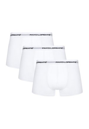 Białe bawełniane bokserki w zestawie trzech sztuk. Posiadają czarną gumkę z logo "PAKO LORENTE". Miękka tekstura i dopasowany krój.