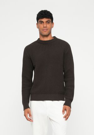 SLHTOM STRUCTURE CREW NECK - Džemperis - dark brown