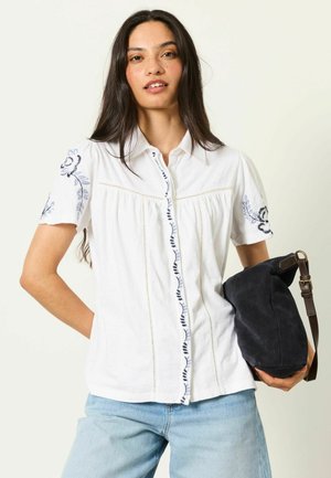 FatFace, EMBROIDERED JERSEY SHIRT - Button-down blouse - white