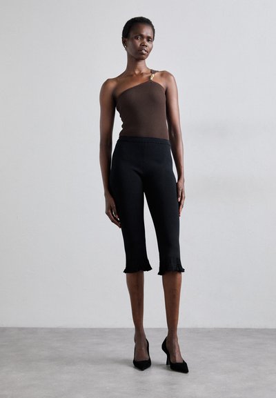 sandro PANTALON CROP MAILLE BAS FANTAISIE - Hlače - noir