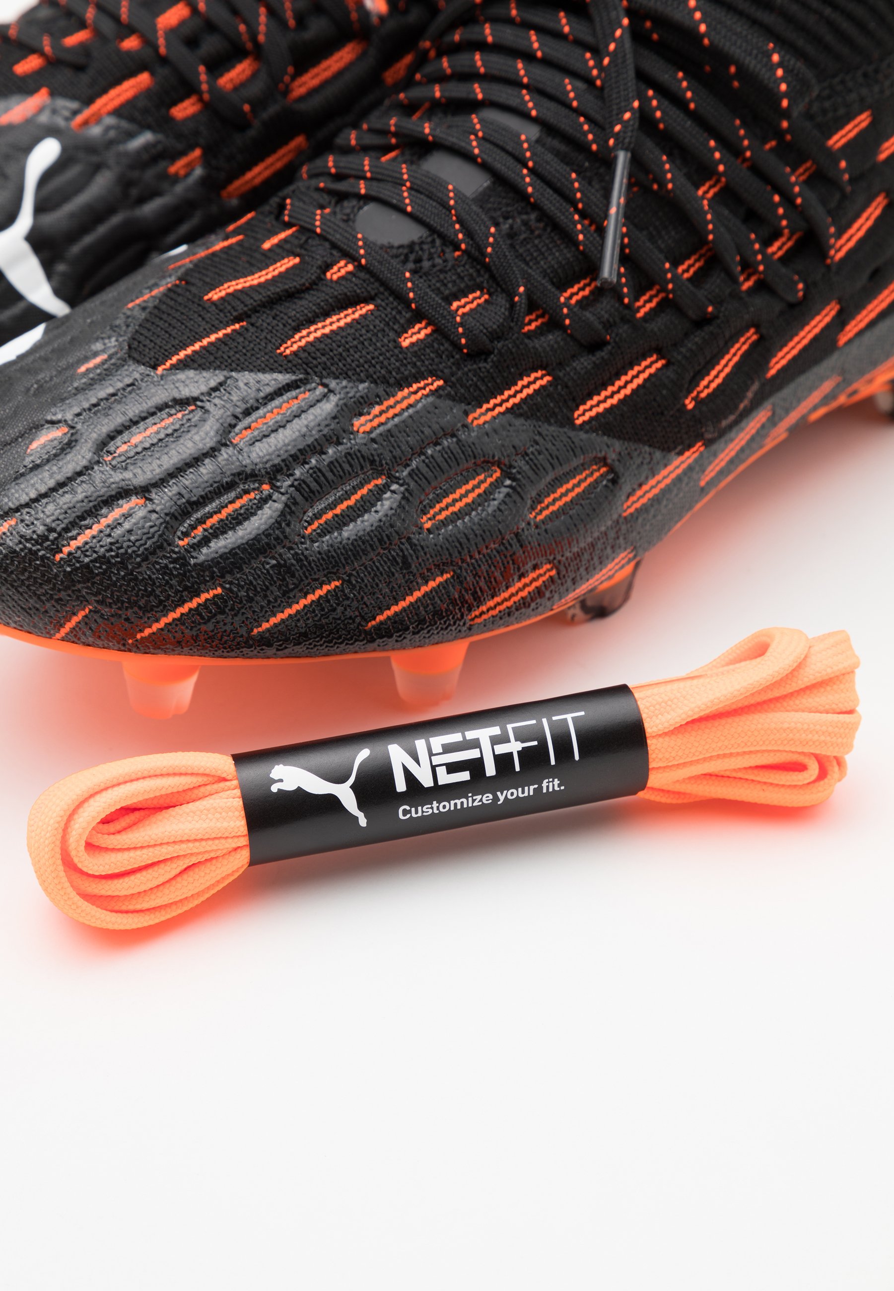 Puma Future 6 1 Netfit Fg Ag Moulded Stud Football Boots Black White Shocking Orange Black Zalando Co Uk
