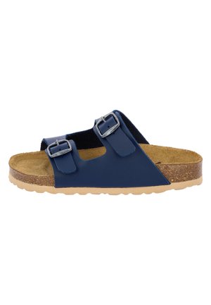 Pantolette flach - blau