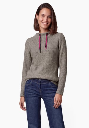 Cecil, RIBBED SHIRT WITH FUNNEL NECK - T-shirt à manches longues - truffle brown melange