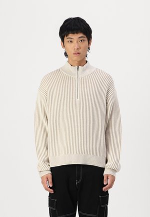 Abercrombie & Fitch Oversized Quarter-Zip Sweater - Strikkegenser - birch