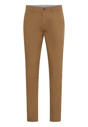Herren-Slim-Fit-Khaki-Chinos mit Gürtelschlaufen, Knopfverschluss und Vordertaschen.