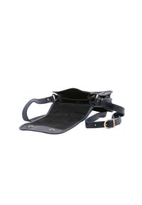 Borsa a spalla in pelle blu navy con esterno liscio e interno in suede nero a contrasto. Dotata di tracolla regolabile e dettagli in ottone.