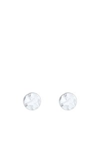 Pendientes de tuerca de acrílico transparente en forma redonda, con una superficie texturizada y patrones sutiles, adecuados tanto para uso casual como formal.