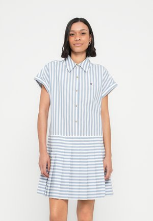 Tommy Hilfiger GOLD-TONE BUTTON RELAXED MINI SHIRT DRESS - Skjortekjole - ecru/brisk blue