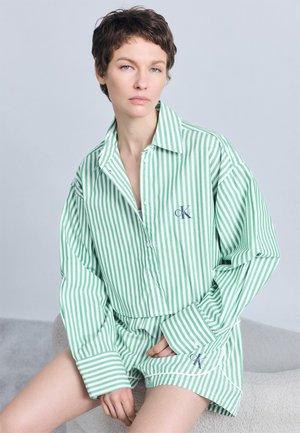 Calvin Klein Underwear CROPPED SHIRT COTTON POPLIN - Haut de pyjama - mardi gras green