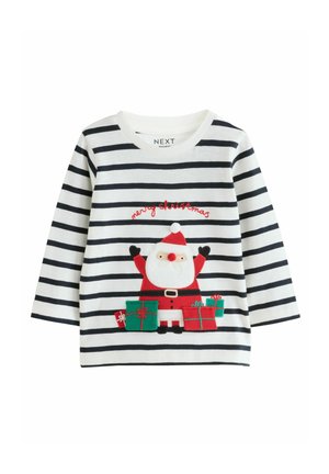 REGULAR FIT - CHRISTMAS - Langærmet T-shirt - white/blue santa appliqué