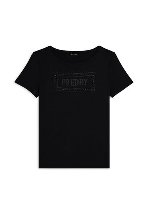 CON LOGO STRASS E GLITTER - Camiseta estampada - black