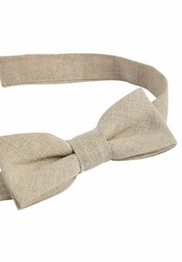 Beež linane kikilips, millel on tekstureeritud kude ja keskel sõlm, kinnitatud lameda reguleeritava rihmaga kindlaks sobivuseks.