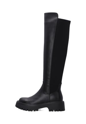 Enkellaarsjes met plateauzool - black
