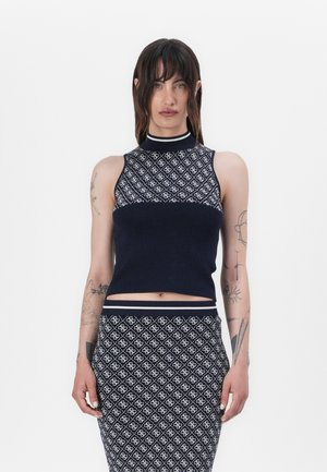 LISE - Strikkegenser - smart blue/cream