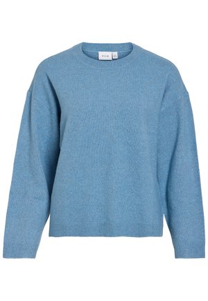 VILA, VILIGA L/S O-NECK KNIT TOP - NOOS - Jumper - blue shadow