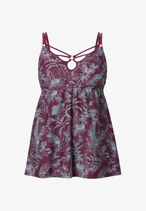Ulla Popken, JUNGLE PRINT CUTOUT NECK - Badeanzug - berry