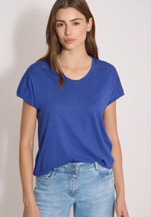 Cecil, T-SHIRT WITH V-NECK AND LACE DETAIL - T-shirt print - deep river blue