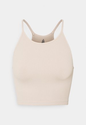 CROPPED RUN TANK - Light support sports bra - sandshell