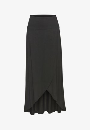 Juoda, ilga apvijamoji sijonas, pagamintas iš minkštos medžiagos. Ypatybes: platėjantis apatinis kraštas su asimetriniu nugariniu kraštu ir platus, lygus juosmuo.