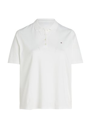 Valkoinen pikeepaita, joka on valmistettu sileästä puuvillasta. Siinä on klassinen kaulus, lyhyet hihat, kolmipainikkeinen nappilista ja pieni logo rinnassa.