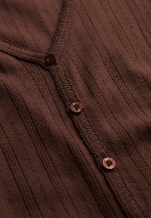 Superdry & Co, SUPERDRY ATHLETIC ESSENTIAL POINTELLE CARDIGAN.. - Vest - chestnut brown