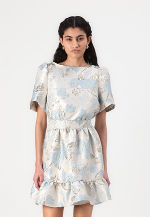 VILA VIOTHEA O NECK SHORT DRESS - Cocktailkjole / festkjole - snow white/blue/gold