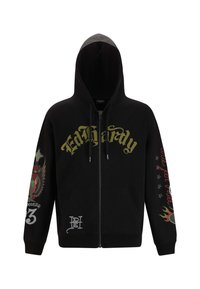MENS SKULL OUT OF HELL ZIP THRU - Zip-up sweatshirt - black