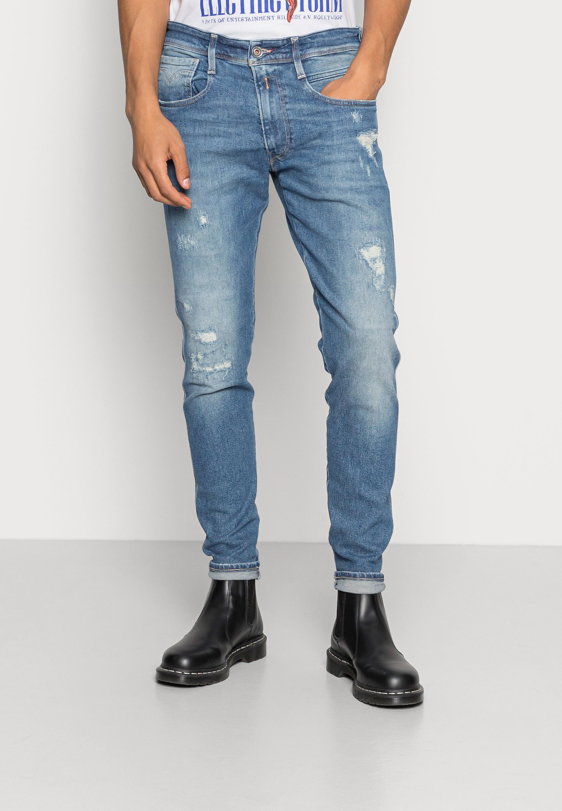 Replay BRONNY AGED - Jeans Straight Leg - medium blue/dark-blue denim -  Zalando.de