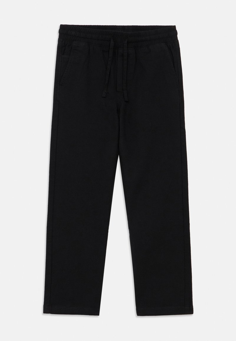 Μαύροι αθλητικοί παντελόνες από απαλό ύφασμα, με ελαστική μέση, ρυθμιζόμενο κορδόνι και πλαϊνές τσέπες. Σχεδίαση με ίσια κοπή.
