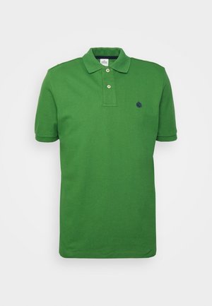 T-shirt polo vert en coton, avec un col, deux boutons, des manches courtes et un petit logo brodé sur la poitrine gauche.