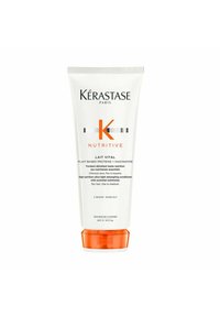 Kérastase Conditioner-Tube mit weißem mattem Finish, orangenen Akzenten und klaren Textbeschriftungen. Größe: 200 ml. Spülung erforderlich.
