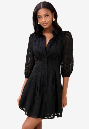 REGULAR FIT - TEXTURED 3/4 SLEEVE - Rochie tip cămașă - black