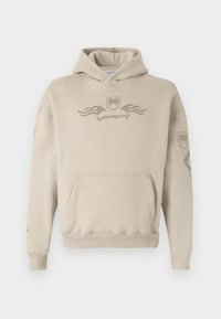 Felpa con cappuccio beige, dotata di tasca frontale e logo Viper; presenta design a fiamma e accenti del logo sulle maniche; realizzata in materiale morbido.